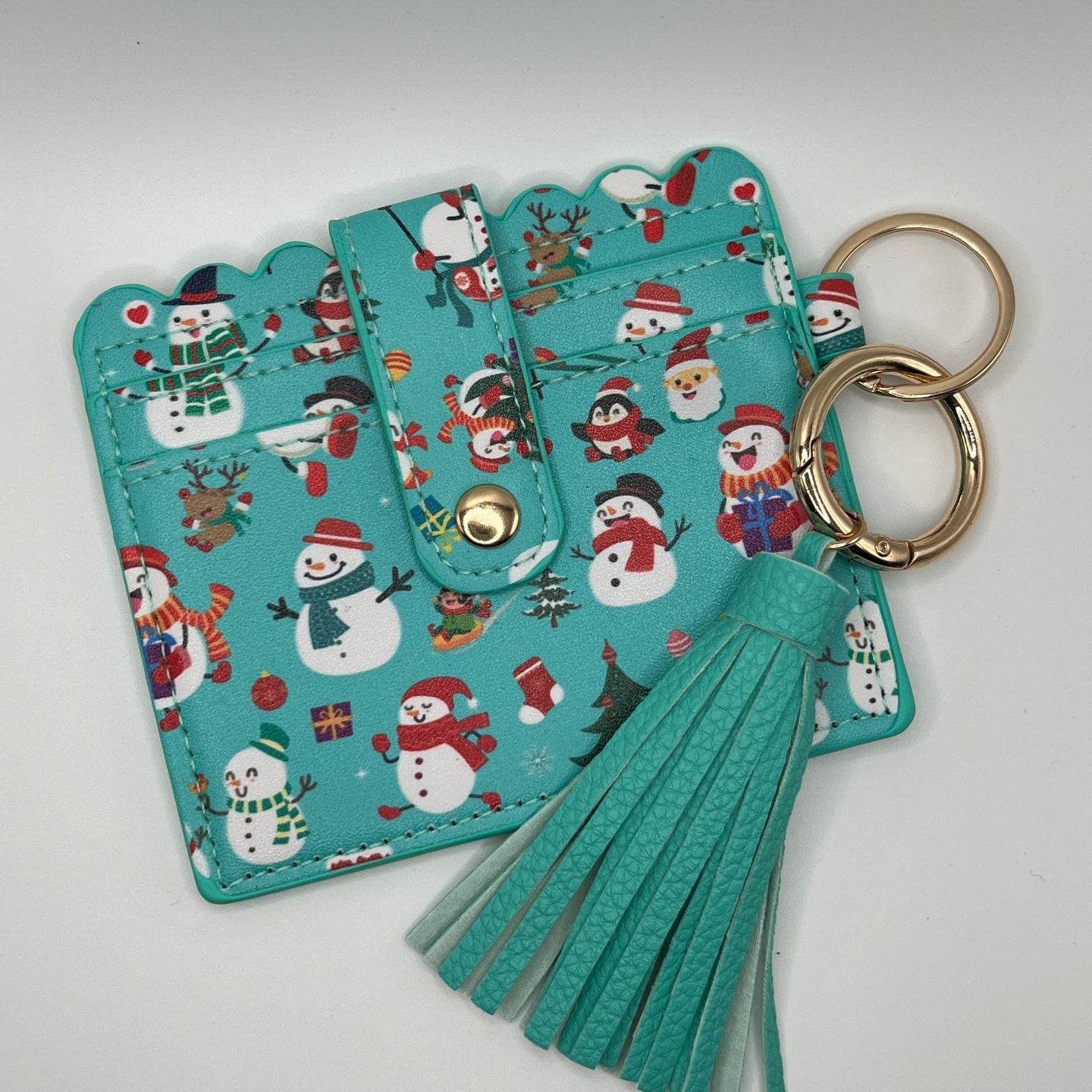 Aqua Snowmen Wallet w/Tassel